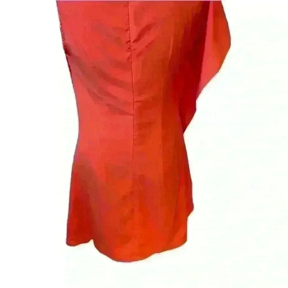 Coral/Orange Dress 🩷❤️🧡 Angie Asymmetrical Ruched Mini Dress Pink Orange - Picture 8 of 8
